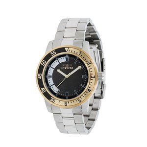 NEW! Invicta Mens Quartz Specialty Watch Black Dial Black/Gold Diver's Bezel